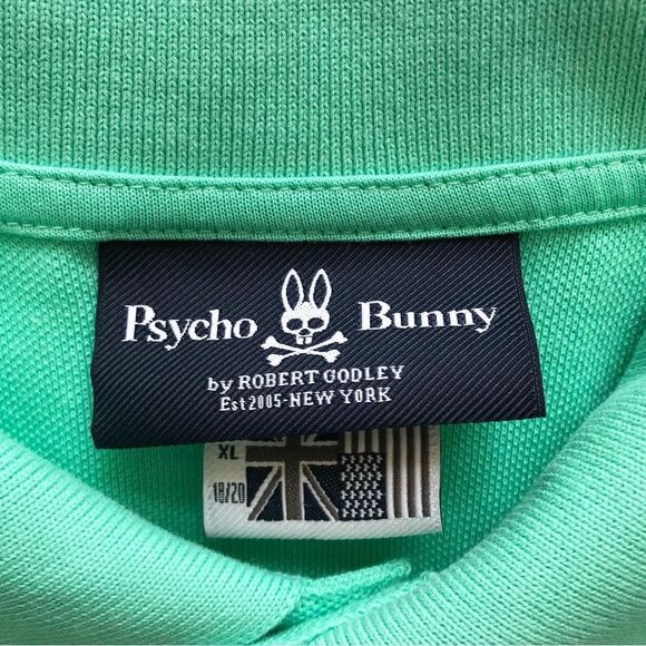 Psycho Bunny green polo shirt EUC XL (18/20) - Picture 4 of 6